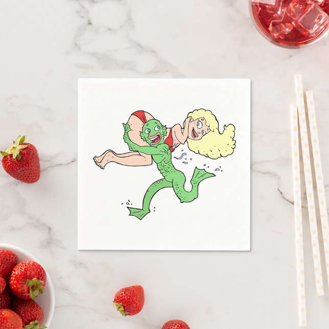 Lagoon Creature Carrying Woman Napkin (Creator Uploaded)