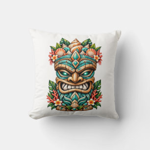Lagoon Shell Tiki Guardian Throw Pillow