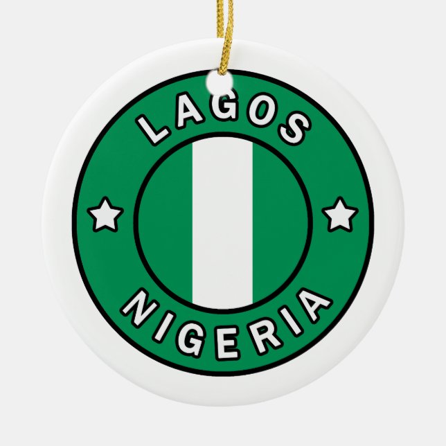 Lagos Nigeria Ceramic Tree Decoration (Front)