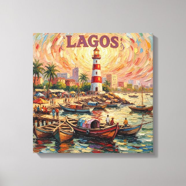 Lagos Nigeria Lighthouse Harbour Stretched Canvas Print (Front)