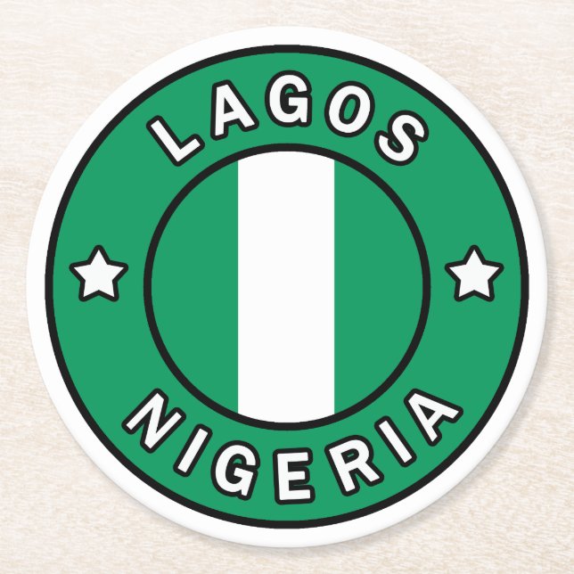 Lagos Nigeria Round Paper Coaster (Front)