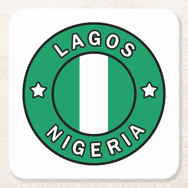 Lagos Nigeria Square Paper Coaster (Front)