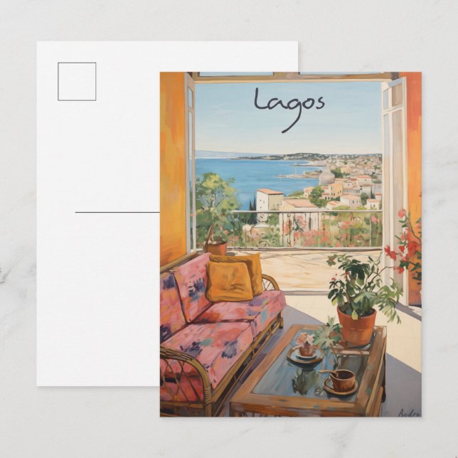 Lagos Nigeria Travel City Painting Aesthetic Postcard (Front/Back)