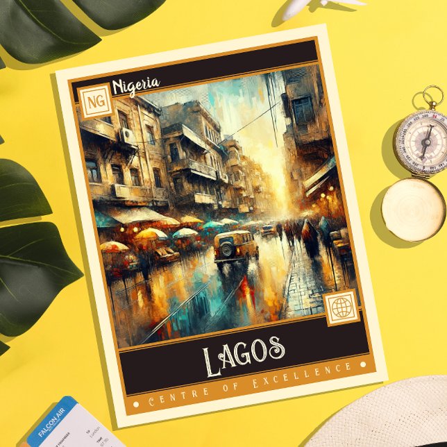 Lagos, Nigeria | Vintage Painting Postcard (Creator Uploaded)