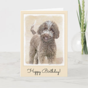 Lagotto Romagnolo Painting - Cute Original Dog Art Card