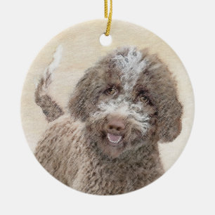Lagotto Romagnolo Painting - Cute Original Dog Art Ceramic Tree Decoration