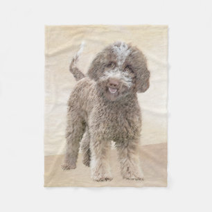 Lagotto Romagnolo Painting - Cute Original Dog Art Fleece Blanket