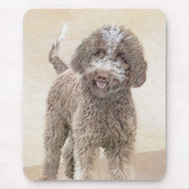 Lagotto Romagnolo Painting - Cute Original Dog Art Mouse Pad (Front)