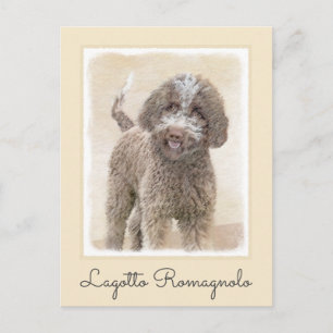 Lagotto Romagnolo Painting - Cute Original Dog Art Postcard