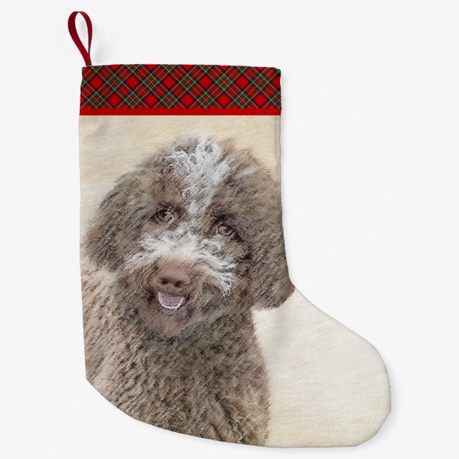 Lagotto Romagnolo Painting - Cute Original Dog Art Small Christmas Stocking (Front)