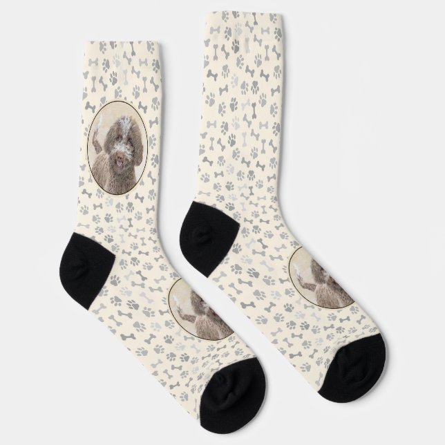 Lagotto Romagnolo Painting - Cute Original Dog Art Socks (Right)