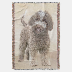 Lagotto Romagnolo Painting - Cute Original Dog Art Throw Blanket