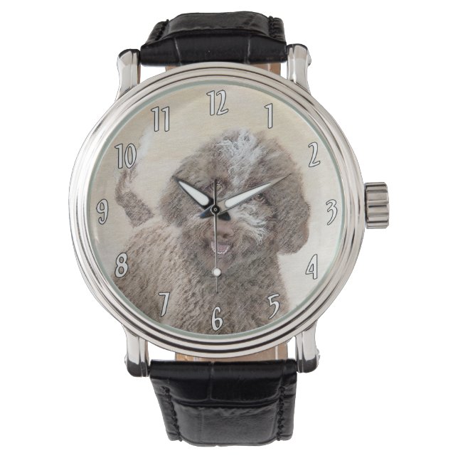 Lagotto Romagnolo Painting - Cute Original Dog Art Watch (Front)