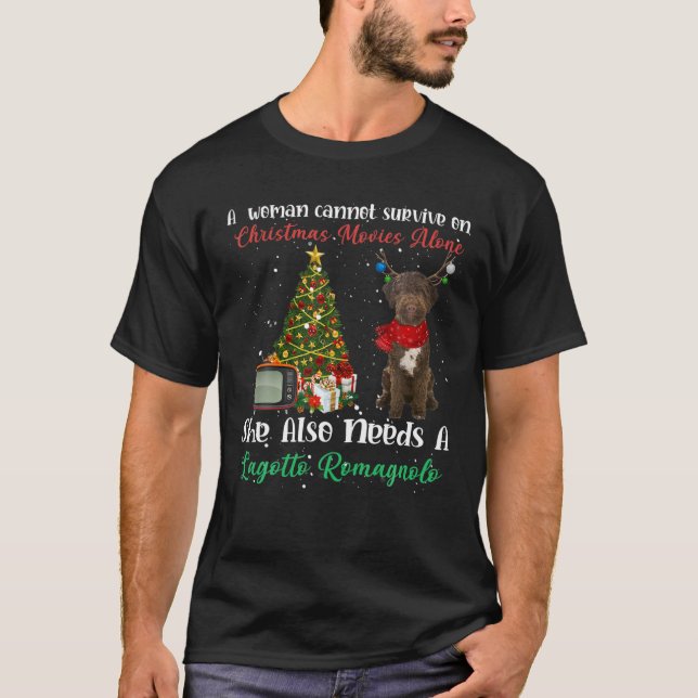 Lagotto Romagnolo Reindeer Christmas Tree Ornament T-Shirt (Front)