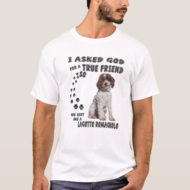 Lagotto Romagnolo Saying Mum Dad Print, Italian Wa T-Shirt (Front)