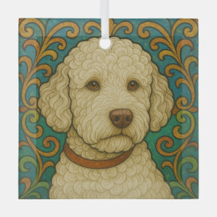 Lagotto Romagnolo "Stained Glass"  Glass Tree Decoration