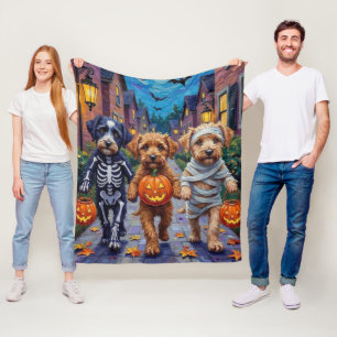 Lagotto Romagnolo Trick-or-Treating Halloween Fleece Blanket