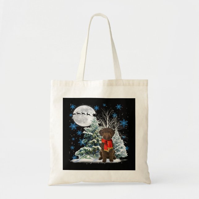 Lagotto Romagnolo Under Moonlight Snow Christmas P Tote Bag (Front)