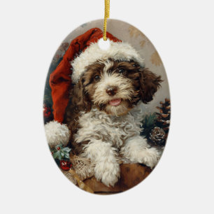 Lagotto Romagnolo Vintage Christmas Ceramic Tree Decoration