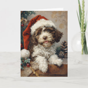Lagotto Romagnolo vintage personalised Christmas Holiday Card
