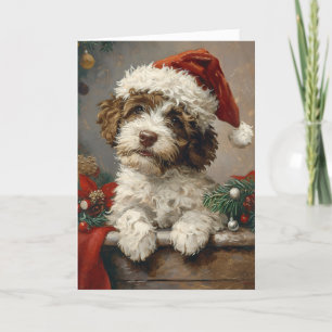 Lagotto Romagnolo vintage personalised Christmas Holiday Card