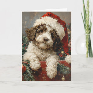 Lagotto Romagnolo vintage personalised Christmas Holiday Card