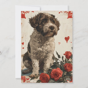 Lagotto Romagnolo Vintage Valentine's day Holiday Card
