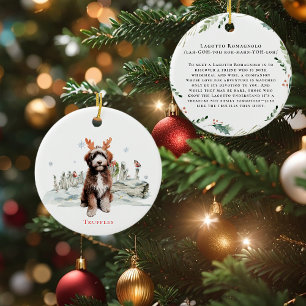 Lagotto Romagnolo Watercolor Dog   Monogram Ceramic Tree Decoration