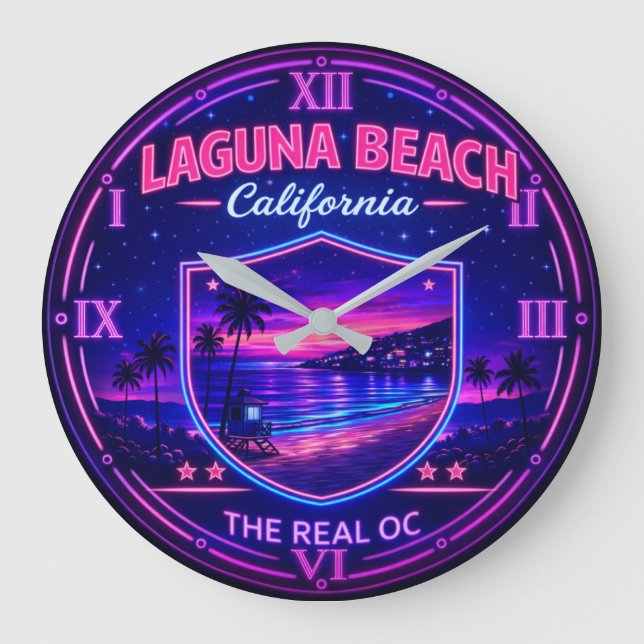 Laguna Beach California Coastal Paradise Large Clock (Front)