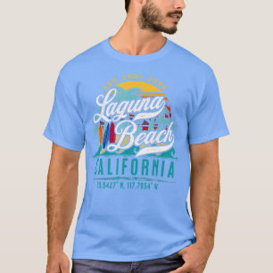 Laguna Beach California Retro Sun Sand Surf Palm T T-Shirt