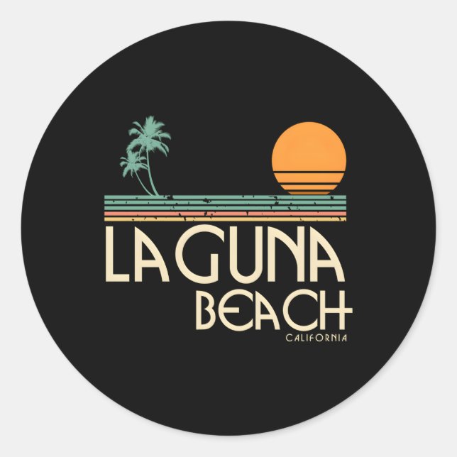 Laguna Beach California Surf Classic Round Sticker (Front)