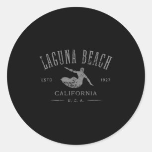 Laguna Beach California Surf Distressed Design  Classic Round Sticker