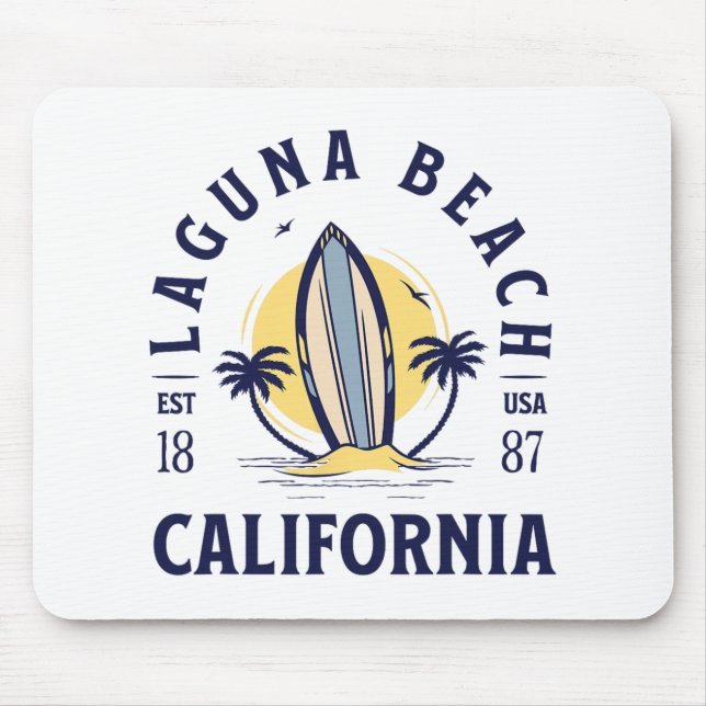 Laguna Beach California Surf Summer Vacation Vinta Mouse Pad (Front)