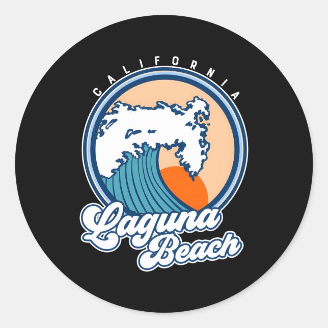Laguna Beach California Surf Wave Classic Round Sticker (Front)