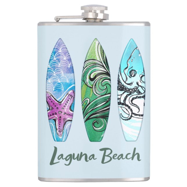 Laguna Beach California Surfboards  Flask (Front)