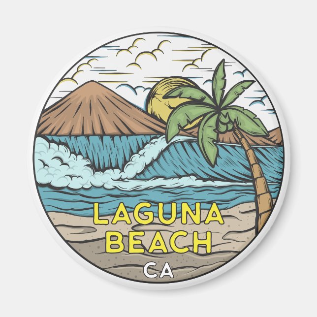 Laguna Beach California Vintage Magnet (Front)