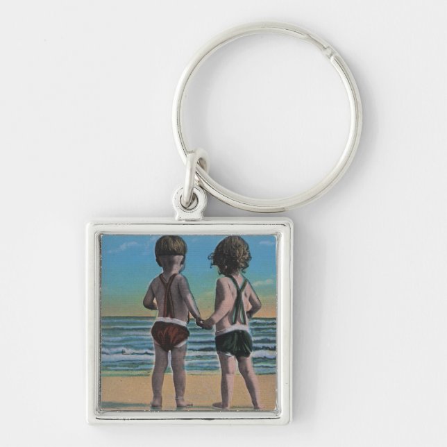 Laguna Beach, FL - Greetings From Scene w/ Kids Key Ring (Front)