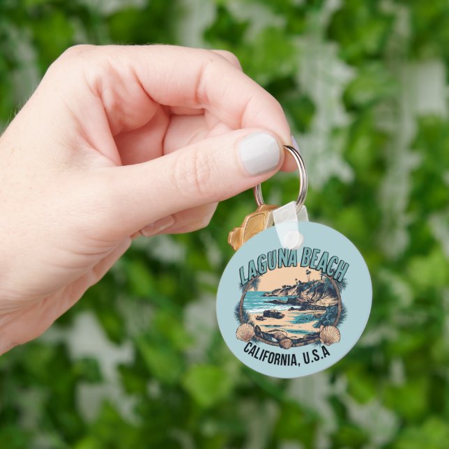 Laguna Beach Retro Vignette Key Ring (Hand)
