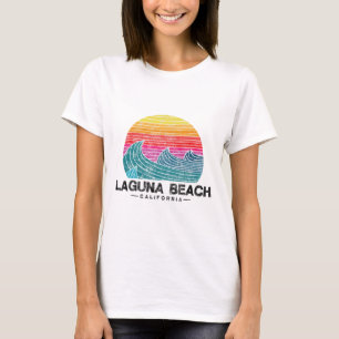 Laguna Beach Surfing Waves Retro California Sunset T-Shirt