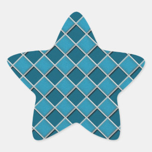 Laguna Blue 3D Style Checkers Star Sticker