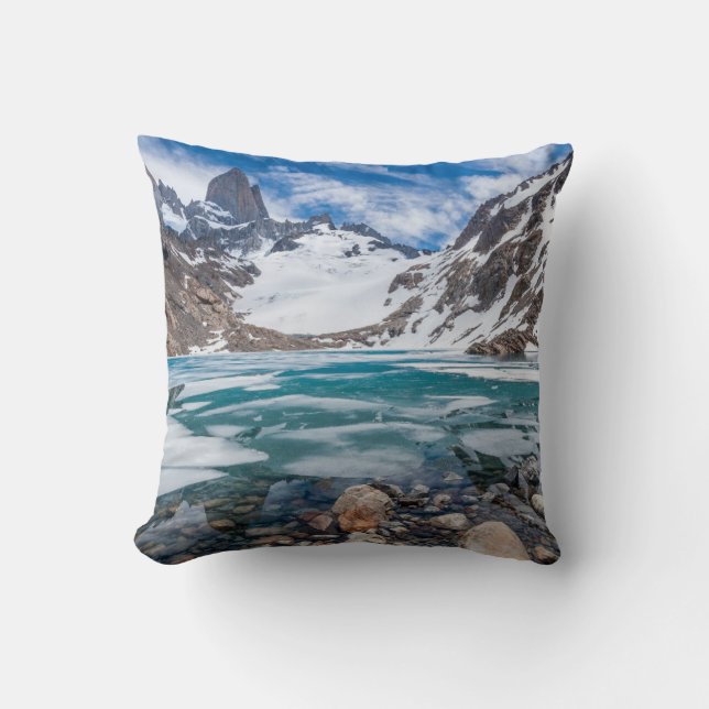Laguna De Los Tres And Mount Fitzroy Cushion (Front)