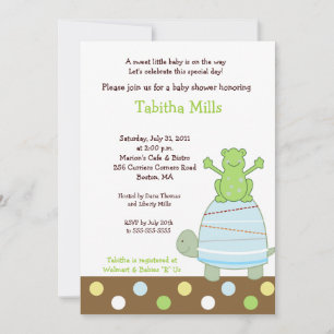 Laguna Frog & Turtle 5x7 Baby Shower Invitation