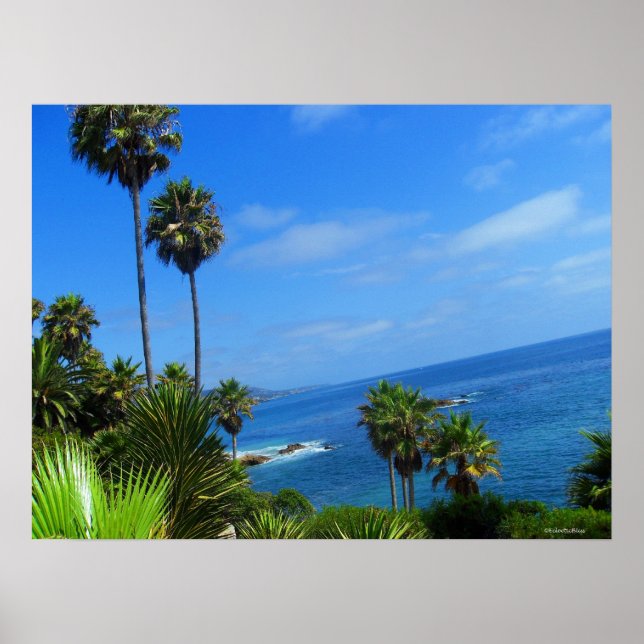 Laguna Palm Trees and Ocean Bliss Poster (Front)