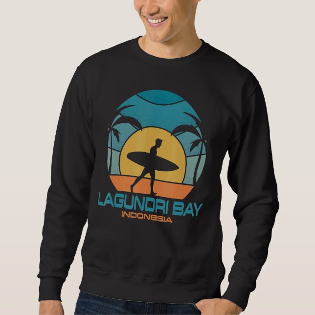 Lagundri Bay Surfing Beach Retro Surfing Summer Va Sweatshirt (Front)