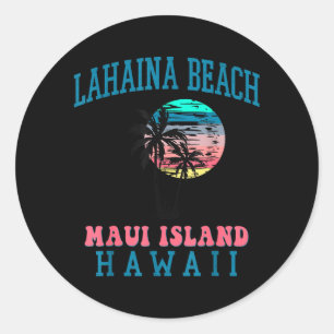 Lahaina Beach Hawaii Beach Palm Trees Summer Classic Round Sticker