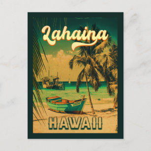 Lahaina Hawaii Retro Palm Trees 80s Souvenirs Postcard