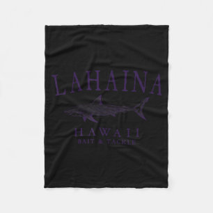 Lahaina hawaii shark vintage plum art fishing fleece blanket