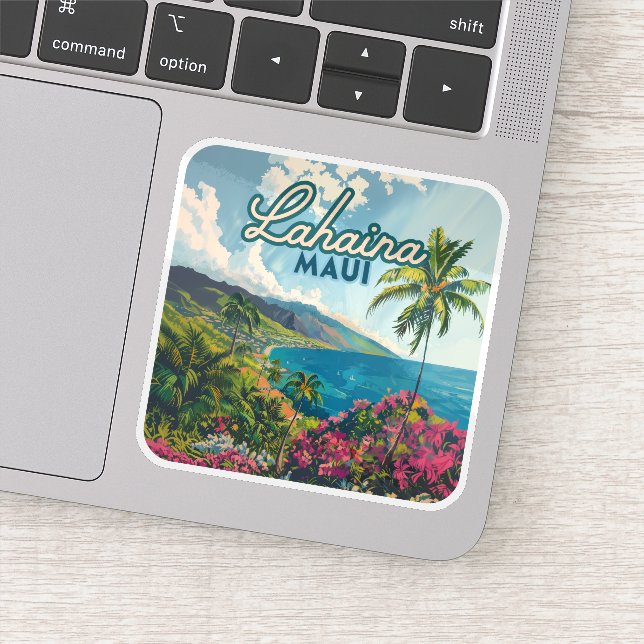 Lahaina Maui Hawaii Beach Coast Retro (Detail)