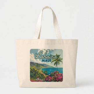 Lahaina Maui Hawaii Beach Coast Retro Large Tote Bag