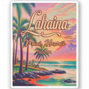 Lahaina Maui Hawaii Retro Sunset Souvenir 1950s